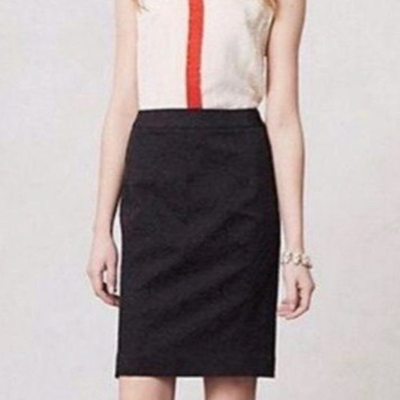 Anthropologie Dresses & Skirts - Vanessa Virginia Anthropologie black rose brocade pencil skirt size 4